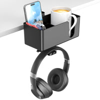 1 x RAW Customer Returns KDD 4 in 1 Drinks and Headphone Holder Desk - Headset Holder Under Table - Headphone Stand 360 Rotatable with Removable Bottle Holder Pen Holder Organizer for Mug Cup Cell Phone - RRP €11.77