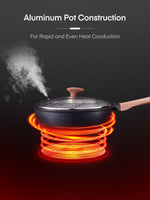 1 x RAW Customer Returns D.Perlla frying pan with glass lid 28 cm, height 8 cm, non-stick pan for all types of stoves, induction compatible, granite coating high-rim pan, PFOA-free, cast aluminum cooking pan, scratch-resistant - RRP €40.33