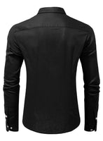 1 x RAW Customer Returns Jolicloth Shirt Men Long Sleeve Cotton and Linen Stand Collar Shirt Men Autumn Business Shirt Regular Fit Black 2XL - RRP €30.24