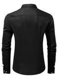 1 x RAW Customer Returns Jolicloth Shirt Men Long Sleeve Cotton and Linen Stand Collar Shirt Men Autumn Business Shirt Regular Fit Black 2XL - RRP €30.24