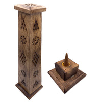 1 x RAW Customer Returns Incense Burner Wooden Tower Hand Carved in India Exclusive and Unique Design 30 x 8 x 8 cm Weight 190 g Wooden Incense Holder - RRP €14.5