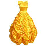 1 x RAW Customer Returns IMEKIS Women s Belle Dress Wedding Festive Dress Off Shoulder Ruffle Maxi Dress Princess Fairy Tale Dress Up Halloween Christmas Carnival Cosplay Party Outfit Adult Classic Costume Yellow XL - RRP €72.43