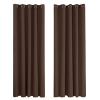 1 x RAW Customer Returns Deconovo opaque curtains, cold protection curtain, opaque blackout curtain, 229 x 168 cm height x width , brown, set of 2 - RRP €44.39