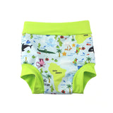 1 x RAW Customer Returns BabyPreg Baby Kid Swim Briefs Cover Diaper with High Waist Belly Protection Swim Shorts Green Light Blue, 3-5 Years  - RRP €26.99