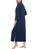 1 x RAW Customer Returns Joyaria Nightdress Women Long Sleeve Nightgowns Long Sleep Dress Cotton House Dress Lightweight Nightgown Navy Blue, S  - RRP €43.36