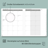 1 x RAW Customer Returns POPRUN Calendar 2024 2025 Weekly Planner Softcover with PU Leather, approx. A4 26.5 x 21.5 cm , 17-month appointment planner Aug.2024-Dec.2025 1 week 2 page with FSC -certified paper - Pacific Green - RRP €22.99