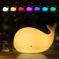 1 x RAW Customer Returns LUNSY Night Light for Children Cute Whale Night Light Silicone LED Nightlight Child with Touch Switch Portable for Baby Room, Bedroom, Living Room, Gift - RRP €19.08