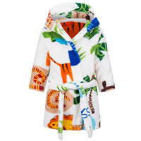 1 x RAW Customer Returns Taigood Children Bathrobe Boys Girls Hooded Bathrobes Baby Soft Pajamas Sleepwear Zoo - RRP €19.99