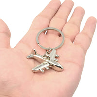 1 x Brand New ODETOJOY Silver Metal Airplane Keychain with Stainless Steel Line Airplane Keychain - RRP €6.95