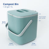 1 x RAW Customer Returns BLUE GINKGO Organic Waste Bin Kitchen Compost Bin Kitchen with Lid, Handles Dishwasher Safe Made in Korea 5 Liters Green - RRP €29.23