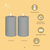 1 x RAW Customer Returns LUCOZA Set of 2 Outdoor LED Candles, 12.7 cm Waterproof Flameless Candles with Timer and Remote Control, Battery Operated Outdoor Pillar Candles for Indoor Outdoor Decoration for Garden Balcony, Gray - RRP €36.4