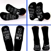 3 x Brand New RSHVSMS Fun Game Socks, Super Cool Letter Game Cotton Socks, High Elasticity Sizes, Size 38-45, Best Gift for Teen Gamers XL Black White  - RRP €82.8