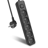 1 x RAW Customer Returns EXTRASTAR power strip, black, 5 sockets, multiple socket with switch, extension cable 3 m, 3 G1.5 mm , 16 A, 250 V, multiple socket 3 m with child safety lock - RRP €21.6