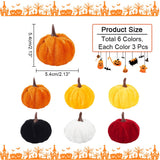 1 x Brand New NBEADS 18pcs 6 Colors Artificial Velvet Pumpkins, Mini Fake Pumpkins Autumn Table Decoration with Plastic Accessories for Halloween Thanksgiving Autumn Harvest Props - RRP €22.8