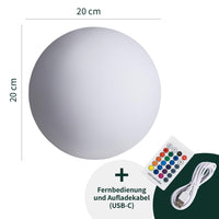 1 x RAW Customer Returns VERDOBA LED ball light with battery - waterproof LED light ball with color change and USB-C connection - dimmable LED ball for outside and inside - 20 cm large ball lamp with protection class IP67 - RRP €39.83