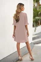 1 x RAW Customer Returns ANFTFH 2024 Women Casual Loose Sundress Mini Dress Short Sleeve Shift Dresses Summer Beach Dress Gray Pink XXL - RRP €33.99