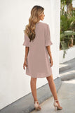 1 x RAW Customer Returns ANFTFH 2024 Women Casual Loose Sundress Mini Dress Short Sleeve Shift Dresses Summer Beach Dress Gray Pink XXL - RRP €33.99