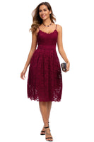 1 x RAW Customer Returns Atnlewhi Women s Vintage Sleeveless V-Neck A-Line Dress Floral Knee Length Lace Dress Bridesmaid Elegant Cocktail Dresses - Red Wine - L - RRP €44.99