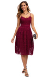 1 x RAW Customer Returns Atnlewhi Women s Vintage Sleeveless V-Neck A-Line Dress Floral Knee Length Lace Dress Bridesmaid Elegant Cocktail Dresses - Red Wine - L - RRP €44.99