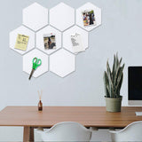 1 x RAW Customer Returns Yoillione Felt Cork Notice Board, Cork Board, Hexagonal Wall Photo Notice Board Cork Board with 20 Pins for Condominium Office Hanging Photos Key Ring, 8 Pieces, White  - RRP €19.66