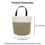 1 x RAW Customer Returns SOQKEEN Cotton Rope Basket, Pack of 2 Storage Basket Small Children with Leather Handles Woven Hanging Basket Made of Cotton Rope Woven Basket for Bathroom Storage Plants Kitchen Office Bedroom - RRP €18.14