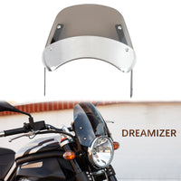 1 x RAW Customer Returns DREAMIZER Universal Motorcycle Windshield, Retro Motorcycle Windshield Wind Deflector Compatible with 5 -7 Round Headlights, Moto Windscreens for Bobber Cafe Racer Chopper Cruiser Smoke  - RRP €26.14