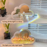 1 x RAW Customer Returns CECOMBINE Cloud Tulip Night Mirror DIY Night Light 2 in 1 Simulation Flower Bedside Lamp Bedside Lamp Bedside Lamp Bedroom Lamp - RRP €22.8