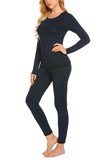 1 x RAW Customer Returns EKOUAER Women s Thermal Underwear Set U-Neck Thermal Fleece Warm Pajama Set for Winter Navy Blue S - RRP €18.68