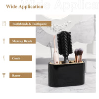 1 x RAW Customer Returns Shinowa toothbrush holder, 3 compartments electric toothbrush holder with drain hole, toothpaste stand, resin tooth organizer holder, toothbrush holder set for sink, vanity, dressing table, black - RRP €24.99