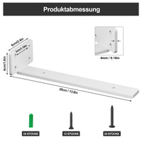 1 x RAW Customer Returns Riuog 6 Pack Shelf Brackets, 35CM Floating Invisible L Shelf Brackets, Industrial Metal Shelf Brackets, Brackets for Shelves White  - RRP €38.3