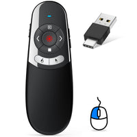 1 x RAW Customer Returns USB C Presenter, Air Mouse 2 IN 1 Wireless 2.4 GHz Powerpoint Remote Control, Presentation Remote Control for Windows 7 8 10 Mac Linux Android PowerPoint - RRP €27.11