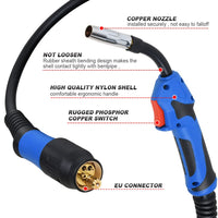 1 x RAW Customer Returns MIG MAG welding torch MB 15AK shielding gas hose package Euro central connection welding machines gas cooled light flexible head high quality welding cable 4 meters  - RRP €43.99