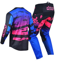 1 x RAW Customer Returns Willbros Motocross Jersey Pants Combination Men Women Motorcycle MX Riding Gear Set Cycling Offroad Dirt Bike Adult BMX ATV Pink Blue Jersey XL Pants 36  - RRP €111.18