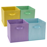 1 x RAW Customer Returns EZOWARE Set of 4 Storage Baskets Containers Foldable Fabric Cube Boxes for Kids Toys Nursery Organizer Closet Home - 33 x 37 x 33cm Assorted Color - RRP €24.36