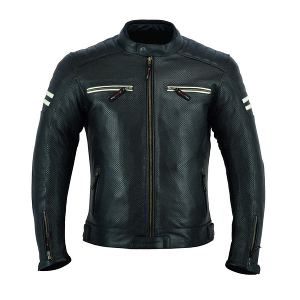 1 x Brand New Men s Motorcycle Leather Jacket, Black, Black, XL - RRP €175.64