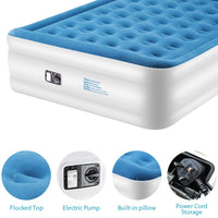 1 x RAW Customer Returns zoeview double air bed guest bed camping mattress travel bed air bed ready air guest beds with built-in electric pump, bed for 2 people 203 x 157 x 47 cm, 3-304DE001-Z5, blue - RRP €70.58