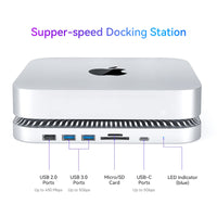 4 x RAW Customer Returns RayCue Mac Mini Hub Type-C stand with SSD enclosure, Mac Mini stand, suitable for 2.5 inch SATA SSD, USB-C data port, dual USB 3.0 2.0 port, Micro SD card reader, for Mac Studio, Mac Mini M1 M2 - RRP €359.96