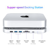 1 x RAW Customer Returns RayCue Mac Mini Hub Type-C stand with SSD enclosure, Mac Mini stand, suitable for 2.5 inch SATA SSD, USB-C data port, dual USB 3.0 2.0 port, Micro SD card reader, for Mac Studio, Mac Mini M1 M2 - RRP €89.99