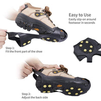 1 x RAW Customer Returns Shoe Spikes, 10-Stud Ice Cleats Crampons Slip-on Stretch Shoes Spikes for Winter Outdoor Sports Climbing - RRP €10.07