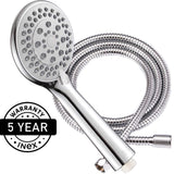 1 x RAW Customer Returns INEX EUROPA Cylindrical hand shower water saving, 5 jet shower head with anti-limescale, chrome-plated brass, with 175 cm stainless steel hose - RRP €11.86