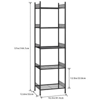 1 x RAW Customer Returns Shinoske 5-Tier Shelving Unit, Metal Storage Rack, Multifunctional Shelving Unit for Living Room, Bedroom, Kitchen, Office, 41 x 32 x 145 cm, Black - RRP €36.99