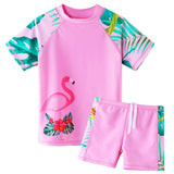 1 x RAW Customer Returns ZNYUNE Baby Boys 2-Piece Print Swimsuit, Short Sleeve Top Shorts, UV Protection UPF50 , Pink Flame, 3-4 Years - RRP €22.99