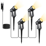 1 x RAW Customer Returns Svater Garden Lights 4x3W Outdoor Spotlights Garden Lamps, 14m 46ft Outdoor Lights 1200LM 14V COB IP65 Waterproof with Spike for Lawn Terrace Courtyard Driveway Patio, Warm White - RRP €33.43