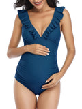 1 x RAW Customer Returns Maternity Women s One Piece Swimsuit Maternity Beach Bikini Dark Blue M - RRP €39.99