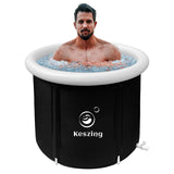 1 x RAW Customer Returns Keszing Large Inflatable Foldable Bathtub with Cover 80cm Ice Bath Adult Ice Barrel Ice Bathing Tub Mobile Foldable Bathtub Freestanding Foldable Outdoor Bath Barrel for Shower Ice Bath Hot Bath - RRP €120.84