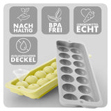 1 x RAW Customer Returns Blumtal silicone ice cube tray with lid in Ultimate Grey - Yellow in cube size M - ice cube container bpa free - easy removal of the round ice cubes - ice cube tray round - ice cube tray spherical - RRP €10.07