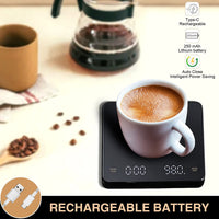 1 x RAW Customer Returns ASCXACQCOFFE Coffee Scale with Timer, Coffee Scale, Barista Scale, 0.1g 3kg, USB Charging, Long Battery Life, Auto off for Barista - RRP €21.98