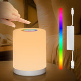 2 x RAW Customer Returns Hensam Bedside Lamp Touch Dimmable, 3000K Battery Table Lamp with USB Charging Station and 3 Light Modes, Mood Light with 256 RGB Colors for Bedroom, Children s Room, Living Room, Outdoor, Gift White  - RRP €20.14