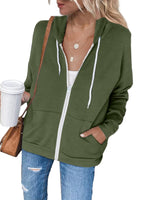 1 x RAW Customer Returns Uusollecy Sweat Jacket Women, Long Sleeve Full Zip Hoodie Sweatshirt, Casual Loose Solid Color Hooded Jacket, Zipper Hoodie Sweatshirt with Hood Green XL - RRP €35.99