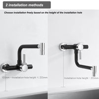 1 x RAW Customer Returns Tondiy kitchen faucet wall mounting with 2 jet types, kitchen faucet wall fitting with 360 rotation, mixer tap wall single lever mixer, standing or hanging spout, black - RRP €59.53